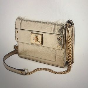 Milly metallic leather mini bag gold - worn once